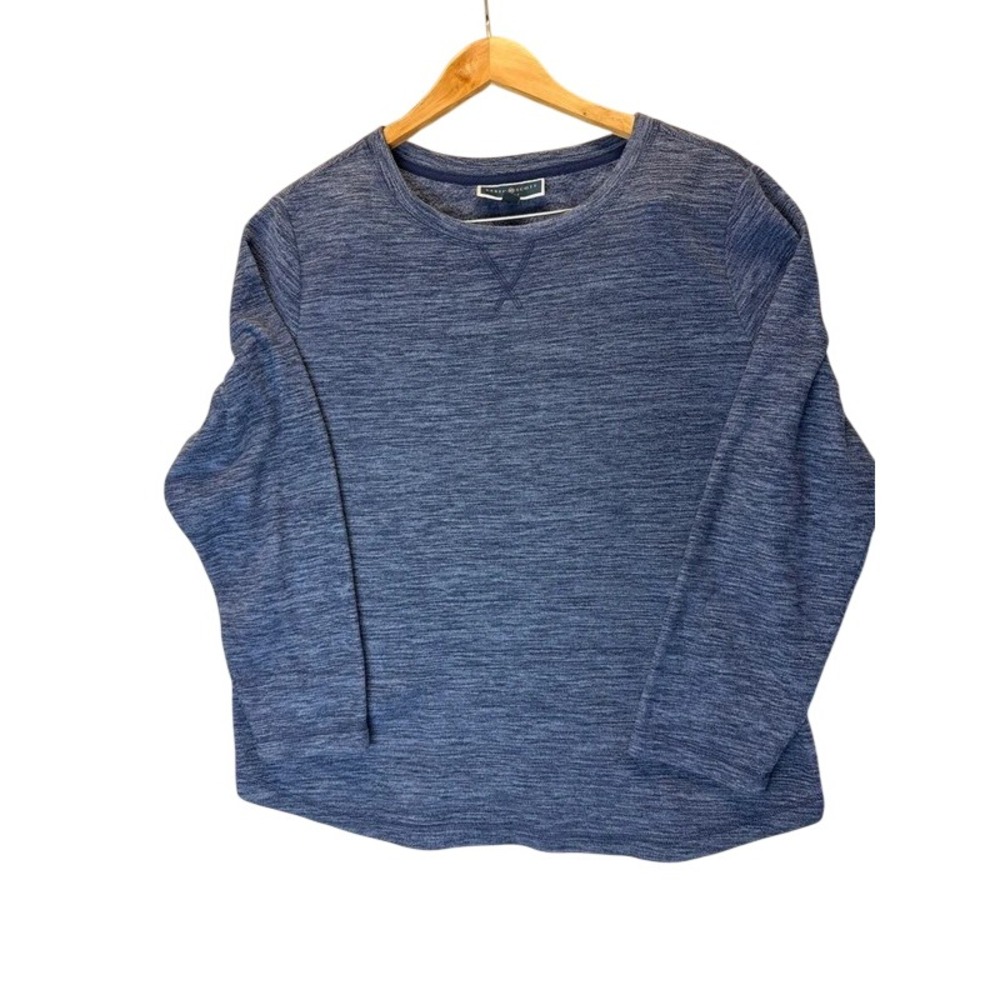 Karen Scott Sport Blue Space Dye Crew Neck Sweatshirt XL Women Long Sleeve Top